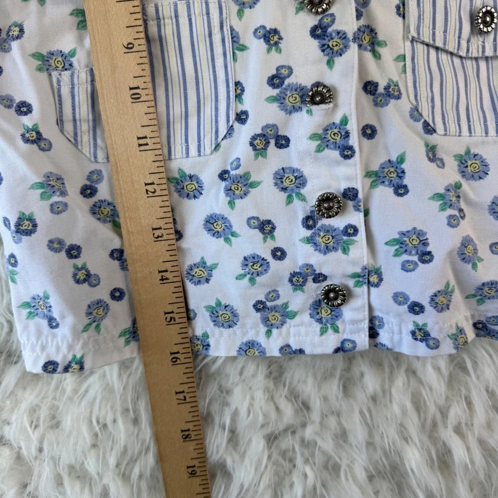 Cherokee‎ Girls 2 Piece Set Vest 10/12 + Skirt 7/8 White Blue Western Floral